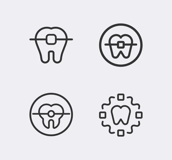 Ícone Linha Ortodontista Icon Tooth Aparelhos Dentários — Vetor de Stock