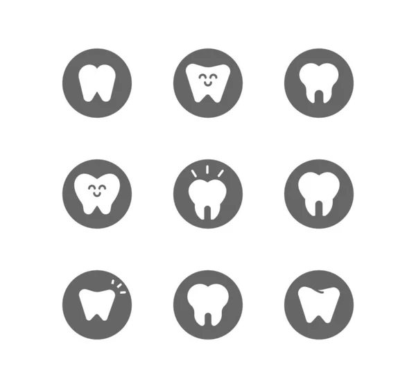 Klinika Stomatologiczna Klinika Stomatologiczna Ikony Zęba — Wektor stockowy