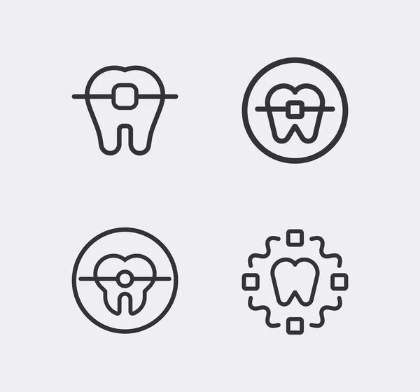 Icono Ortodoncista Icono Línea Dientes Frenos Odontología — Vector de stock