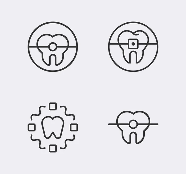 Kieferorthopäde Icon Zahnlinie Symbol Zahnspange Zahnmedizin — Stockvektor