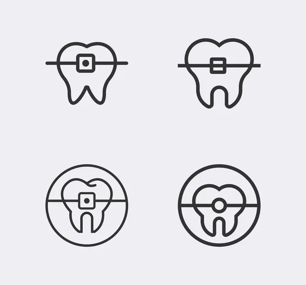 Ortodontist Ikonu Diş Çizgisi Simgesi Diş Telleri Dişçilik — Stok Vektör