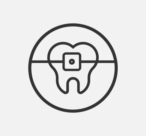 Orthodontist Icon Tooth Line Icon Braces Dentistry — Stock Vector