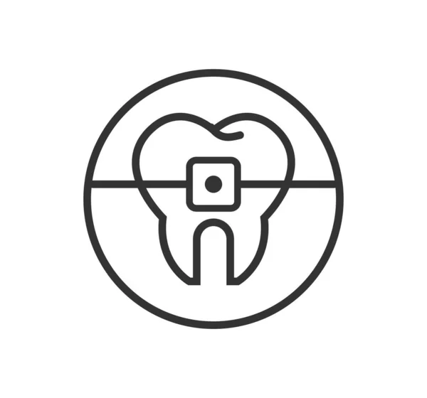 Ikona Ortodonty Ikona Linii Zębów Szelki Dentystyka — Wektor stockowy
