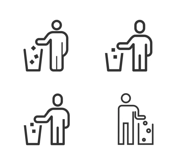 Die Leute Lassen Den Design Vektor Für Mülllinien Symbole Fallen — Stockvektor