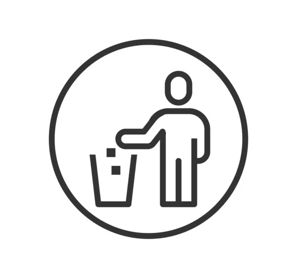 People Drop Garbage Line Icon Design Vector Trash Bin Sign — Stock Vector