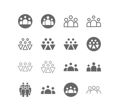 İş Grubu, Kalabalık, Nüfus, Takım, Kullanıcı vektör simgesi kümesi.