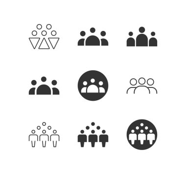 İş Grubu, Kalabalık, Nüfus, Takım, Kullanıcı vektör simgesi kümesi.
