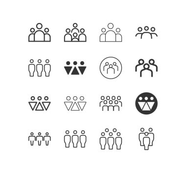 İş Grubu, Kalabalık, Nüfus, Takım, Kullanıcı vektör simgesi kümesi.