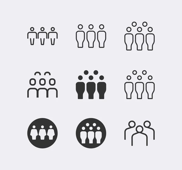 Groupe Affaires Foule Population Équipe Ensemble Icônes Vectorielles Utilisateurs — Image vectorielle