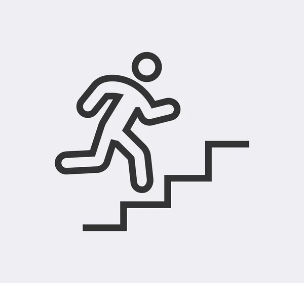 Homme Grimpant Les Escaliers Icône Vectorielle Haut Escalier Signature Publique — Image vectorielle