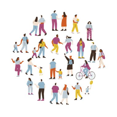 Kalabalık. Farklı insanlar kümesi vektör. Beyaz arka plan üzerinde izole erkek ve kadın düz karakterler