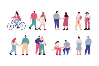 Kalabalık. Farklı insanlar kümesi vektör. Beyaz arka plan üzerinde izole erkek ve kadın düz karakterler