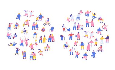 Küçük İnsanlar Kalabalık vektör illüstrasyonu