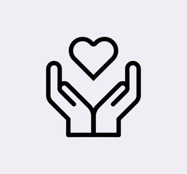 El ele tutuşan kalp vektör çizgisi simgesi.