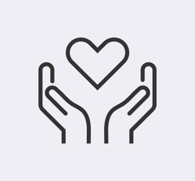 El ele tutuşan kalp vektör çizgisi simgesi.