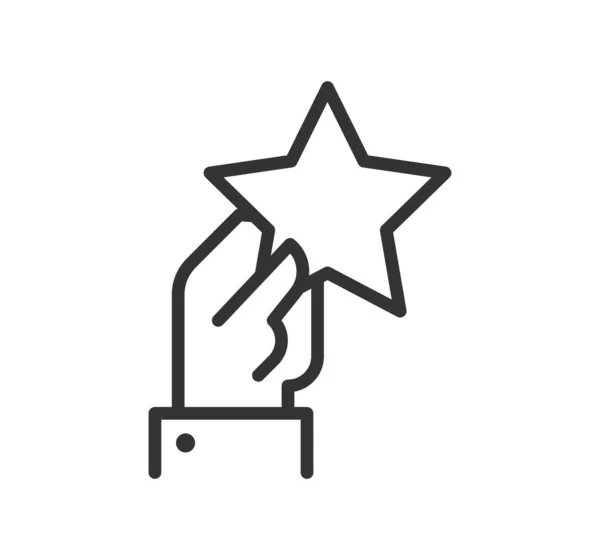 Ster in de hand vectorlijn pictogram — Stockvector