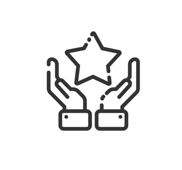 Ster in de hand vectorlijn pictogram — Stockvector