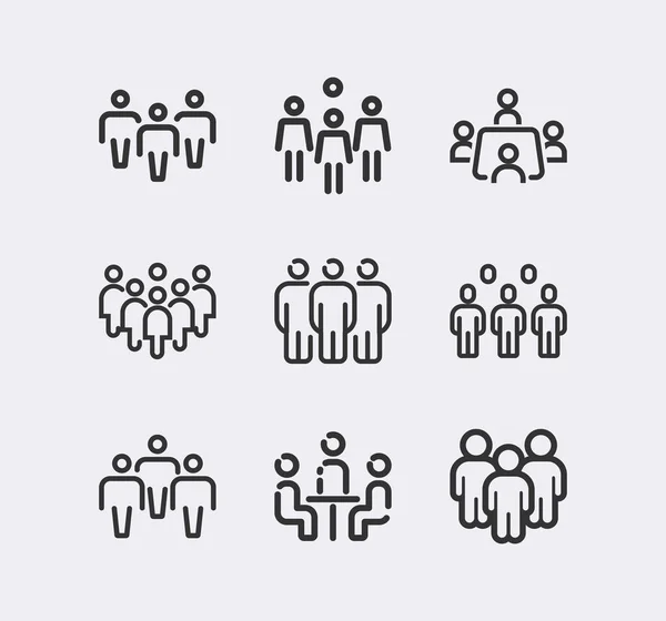 Gente, equipo de negocios vector icono conjunto — Vector de stock