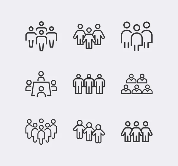 Personnes, équipe d'affaires jeu d'icônes vectorielles — Image vectorielle
