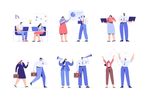 Teamwork. Business people flat vector collection. — Stockvector