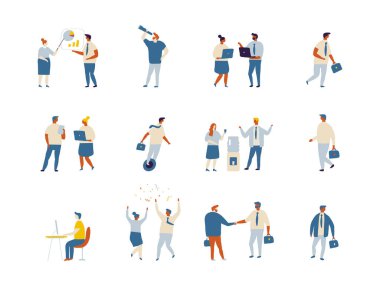 Teamwork. Business people flat vector collection.