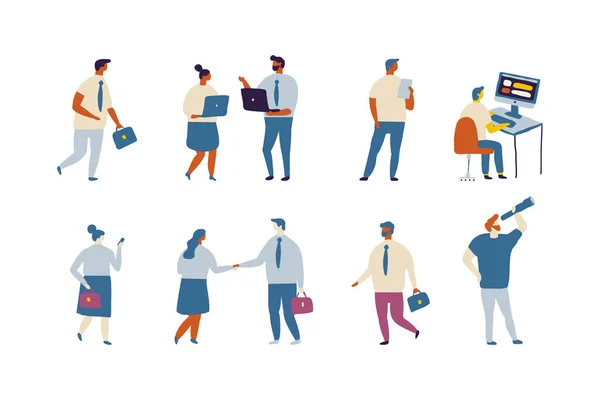 Teamwork Business People Flat Vector Collection — ストックベクタ