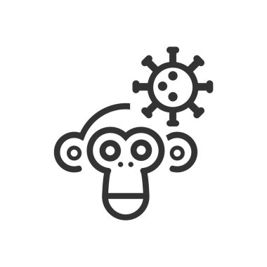 Monkey pox cartoon line icon.