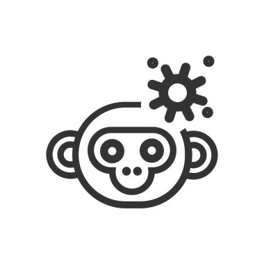 Monkey pox cartoon line icon.
