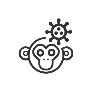 Monkey pox cartoon line icon