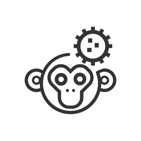 Monkey Pox Cartoon Line Icon — Stockvector