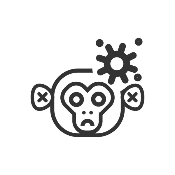 Monkey Pox Cartoon Line Icon — Vettoriale Stock