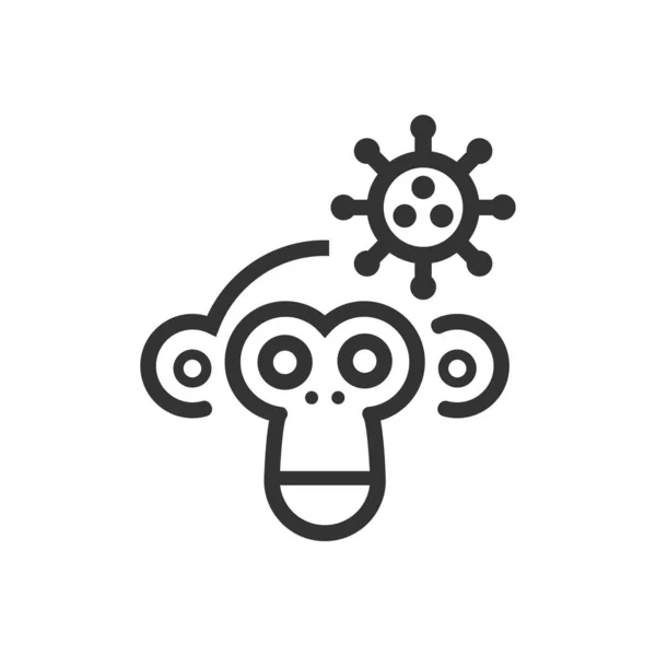 Monkey Pox Cartoon Line Icon — Vetor de Stock