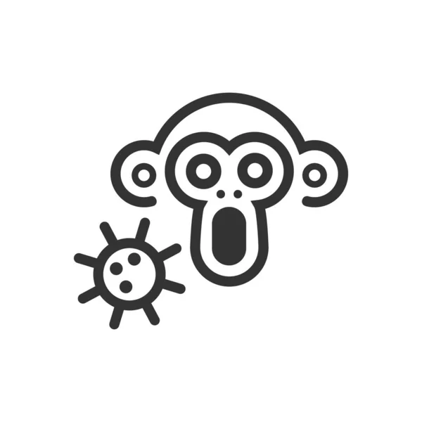Monkey Pox Cartoon Line Icon — Stock Vector