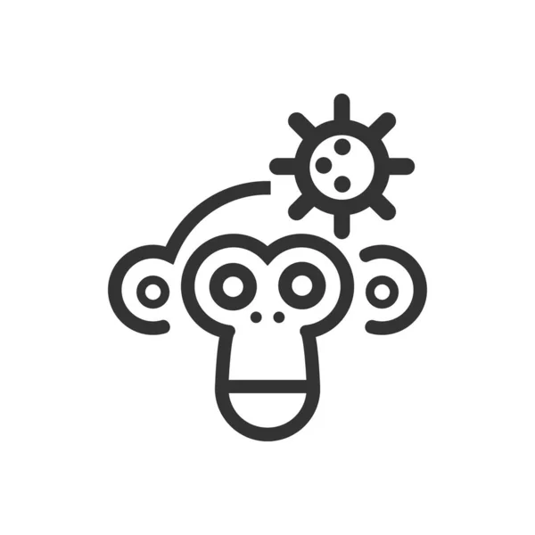 Monkey Pox Cartoon Line Icon —  Vetores de Stock