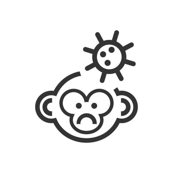 Monkey Pox Cartoon Line Icon — Vettoriale Stock