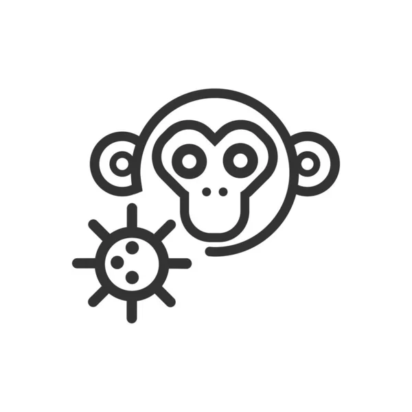 Monkey Pox Cartoon Line Icon — Stok Vektör