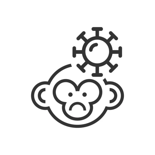 Monkey Pox Cartoon Line Icon — Stok Vektör
