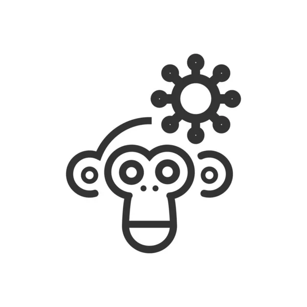 Monkey Pox Cartoon Line Icon —  Vetores de Stock