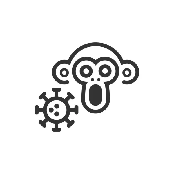 Monkey Pox Cartoon Line Icon — Vetor de Stock