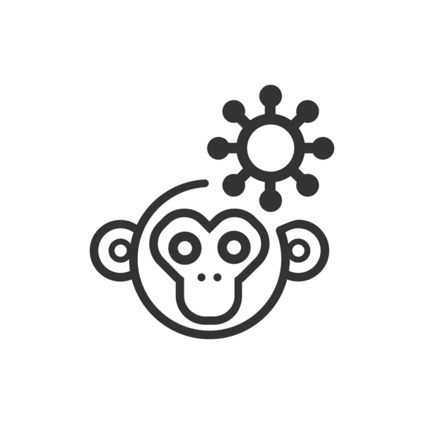 Monkey Pox Cartoon Line Icon — Stok Vektör