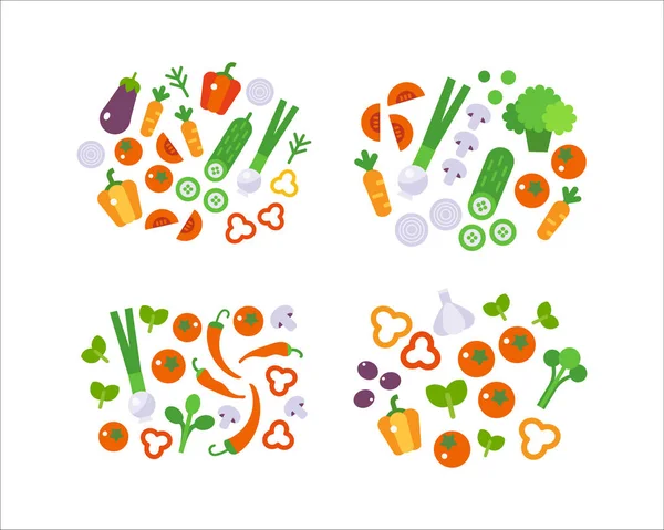 Fresh Vegetables Food Flat Illustration Isolated White Healthy Lifestyle — Stockvektor