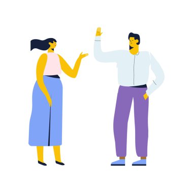 Man and woman, couple talking flat vector illustration