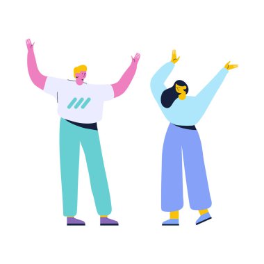 Man and woman, couple talking flat vector illustration