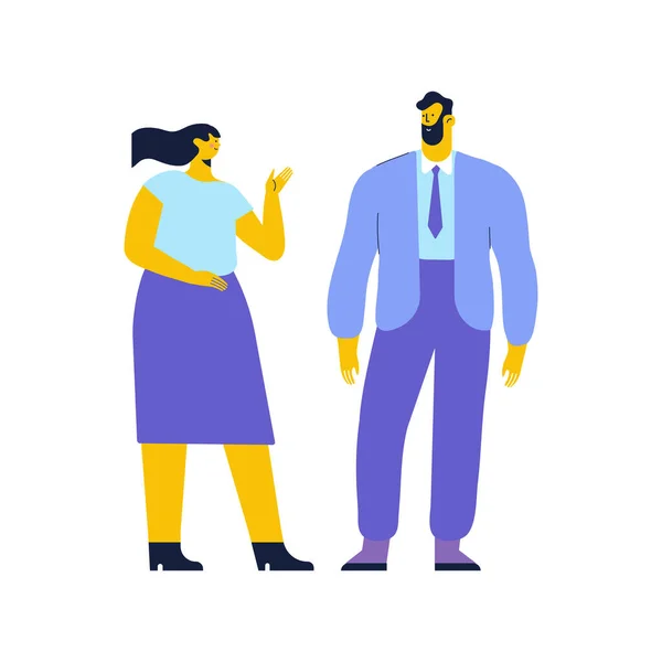 Man Woman Couple Talking Flat Vector Illustration — Stock Vector