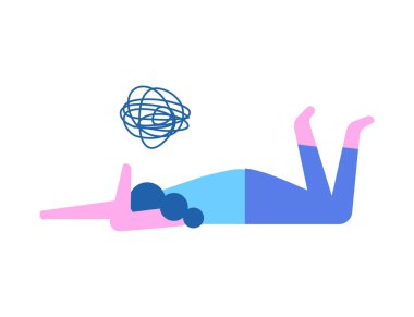 Depresyonda olan biri. Zihinsel sağlık düz vektör karakterleri