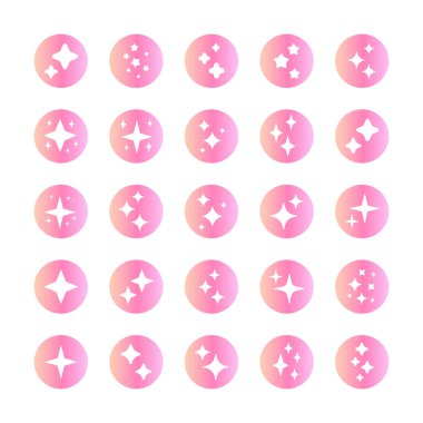 Pembe gradyan parlak yıldız vektörü seti. Parılda, parılda, büyülü