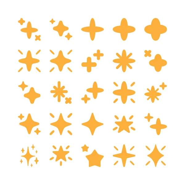 Sparkle Shimmer Shiny Star Flash Shape Vector Set — Stock Vector