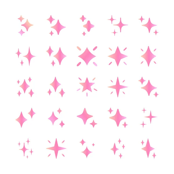 ピンクのグラデーション光沢のある星のベクトルセット — ストックベクタ