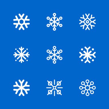 Kar Taneleri doğrusal simgesi seti