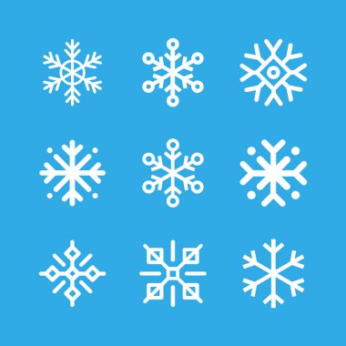 Kar Taneleri doğrusal simgesi seti